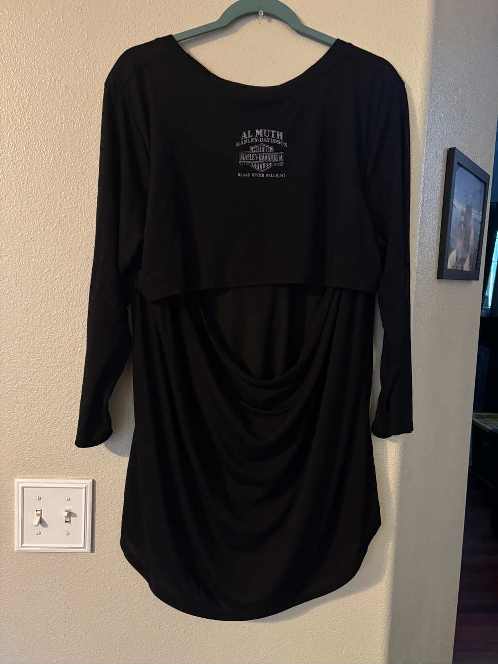 Harley Davidson 3XL Rhinestone Open Back Cowl Top Made in USA Plus - Picture 2 of 7